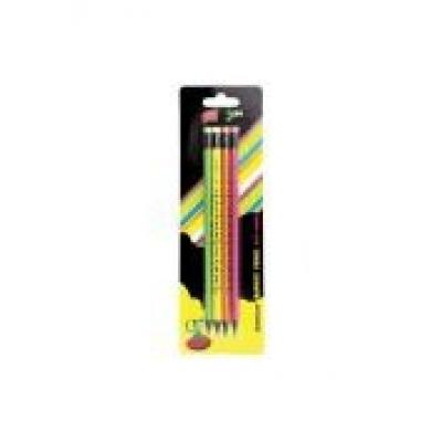 Ołówek z gumką fluo 4 sztuki easy