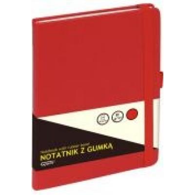 Notatnik a5/80k kratka z gumką czerwony grand