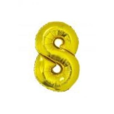 Balon foliowy "cyfra 8", złota, 35cm