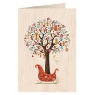 Karnet drewniany c6 + koperta święta drzewko