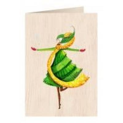 Karnet drewniany c6 + koperta święta tańcząca
