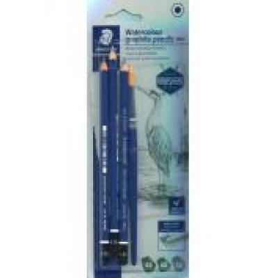 Ołówek akwarelowy 4b, 6b, 8b + pędzelek staedtler