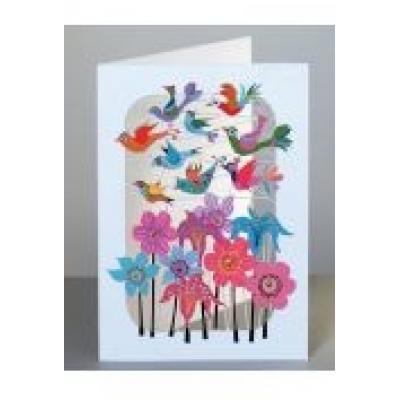 Karnet pm207 wycinany + koperta ptaszki i kwiaty