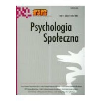 Psychologia społeczna  tom 2 (3-4) 2007