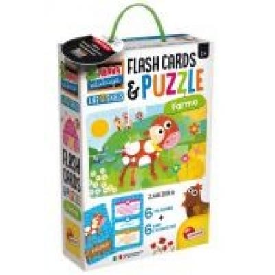 Zabawa i edukacja. puzzle dziecięce i flashcards. farma