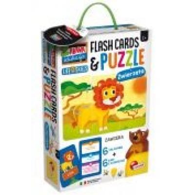 Zabawa i edukacja. puzzle dziecięce i flashcards. zwierzęta