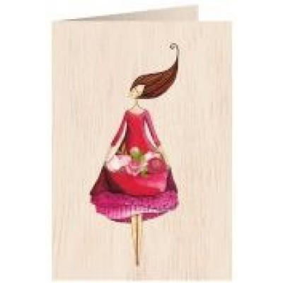 Karnet drewniany c6 + koperta kobieta z kwiatami