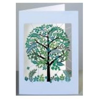 Karnet pm892 wycinany + koperta zielone drzewo
