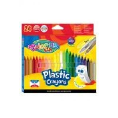 Kredki colorino kids świecowe okrągłe plastikowe wymazywalne z gumką 24 kolory