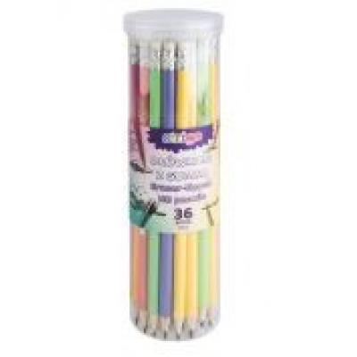 Ołówki pastelowe hb z gumką (36szt) strigo