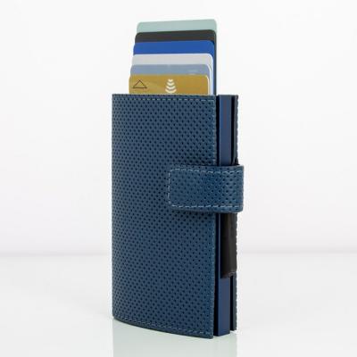 Portfel aluminiowy ogon designs cascade wallet snap vegan leather traforato blue
