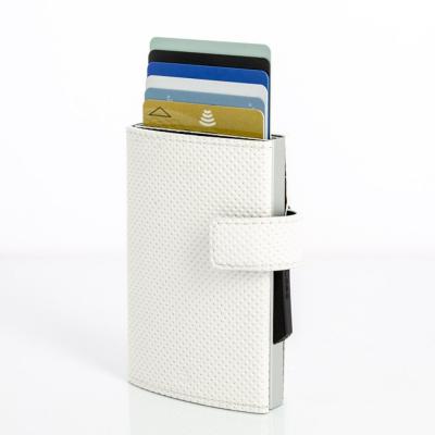 Portfel aluminiowy ogon designs cascade wallet snap vegan leather traforato white