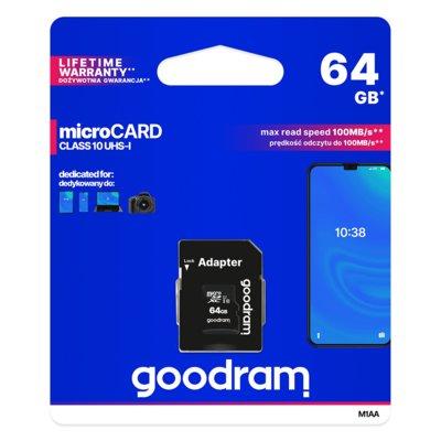 Karta GOODRAM MicroSDXC 64GB Class 10 UHS I + adapter