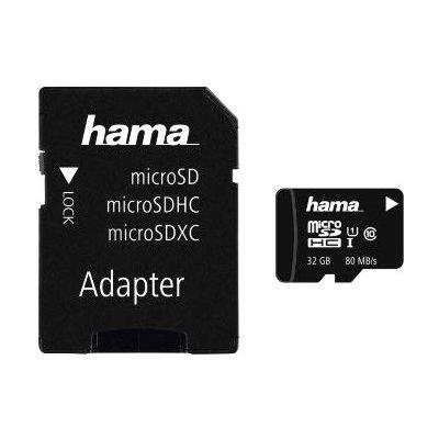 Karta pamięci HAMA microSDHC 32GB Class 10 UHS-I 80MB/s + adapter