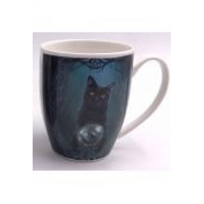 Kubek z porcelany z grafiką lisy parker, czarny kot i czarownica