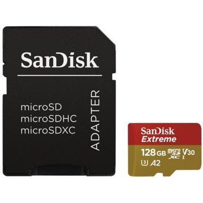 Karta pamięci SANDISK microSDXC Extreme 128GB 160MB/s C10 U3 V30 A2 + adapter (SDSQXA1-128G-GN6AA)