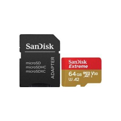 Karta pamięci SANDISK microSDXC Extreme 64GB 160MB/s C10 U3 V30 A2 + adapter (SDSQXA2-064G-GN6AA)