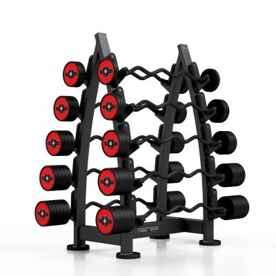 Zestaw sztang gumowanych łamanych 10-55 kg czerwony połysk ze stojakiem mf-s001 - marbo sport