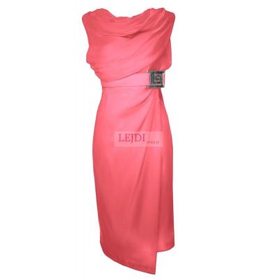 Koralowa sukienka midi styl ala victoria beckham z szyfonem w stylu victoria beckham 6 kolorów, mon 146