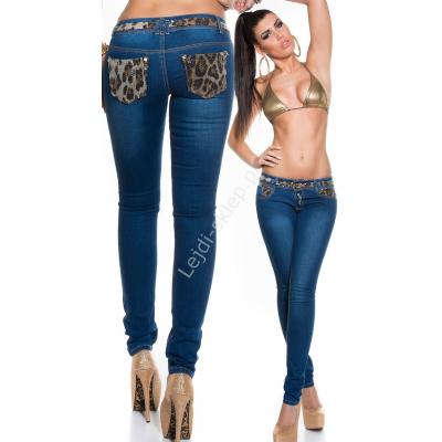 Jeansy rurki z panterka na kieszeniach | modelujące  jeansy damskie
