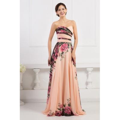 Kwiatowa długa suknia dekolt serduszko | kwiatowa elegancka na wesele, studniówki