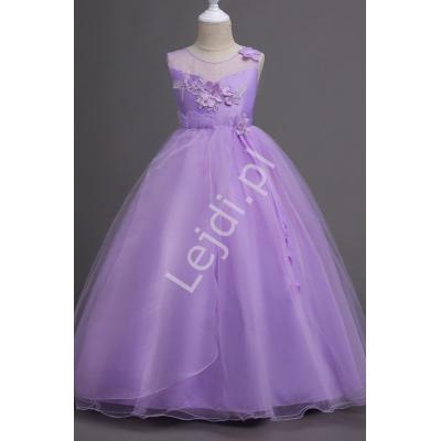 Tiulowa długa sukienka dla dziewczynki w fioletowym kolorze 708