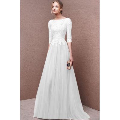 Ślubna biała sukienka z gipiurą lena 668
