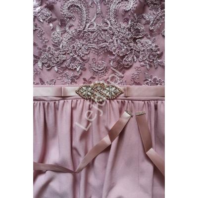 Ozdobny pasek wieczorowy z kryształkami w oprawie w kolorze różowego złota 884 antique pink