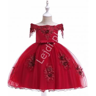 Hiszpanka suknia dla dziewczynki zdobiona koronką i kwiatami 3d 057