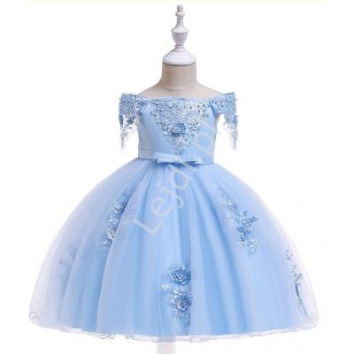 Błękitna sukienka dla dziewczynki jak dla księżniczki 057