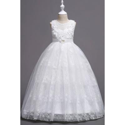 Biała sukienka na komunię dla dziewczynki z tiulem i koronką 831
