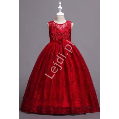 Wspaniała suknia dla dziewczynki w kolorze czerwonego wina 831
