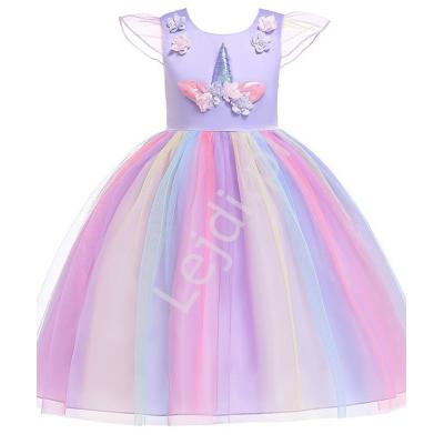 Fioletowa sukienka jednorożec dla dziewczynki 003