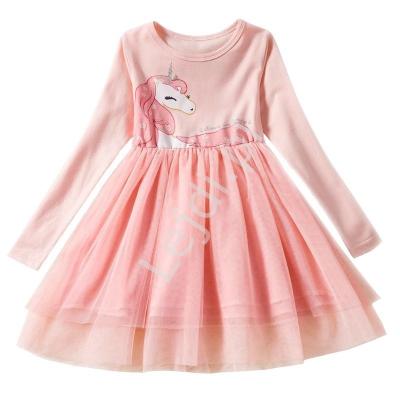 Różowa sukienka dla dziewczynki z jednorożcem 197
