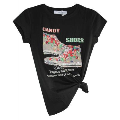 Czarny t-shirt z trampkami candy shoes