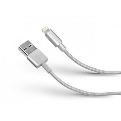 USB-Lightning MFI 1m w otulinie Srebny