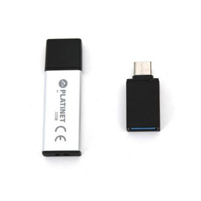 PLATINET X-Depo 32GB USB + Type-C Adapter SILVER PMFEC32S