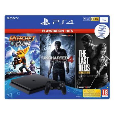 SONY Playstation 4 Slim 1000 GB + Ratchet & Clank + The Last of Us Remastered + Uncharted 4: Kres Złodzieja