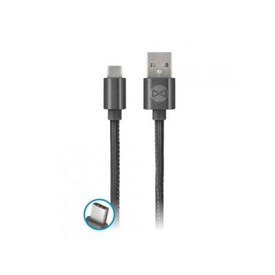 FOREVER Kabel USB - USB-C 1M skóra czarny