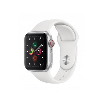 APPLE Watch Series 5 GPS + Cellular, 40mm aluminium, Srebrny z białym paskiem