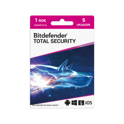 BITDEFENDER Total Security 5D 12 miesięcy >> DO 30 RAT 0% Z ODROCZENIEM NA CAŁY ASORTYMENT! RRSO 0% > BEZPIECZNE ZAKUPY Z DOSTAWĄ DO DOMU
