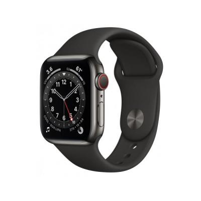 APPLE Watch Series 6 GPS + Cellular, 40mm Graphite Stainless Steel Case with Black Sport Band - Regular