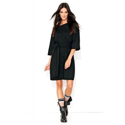 Czarna luźna casualowa sukienka z szerokimi rękawami