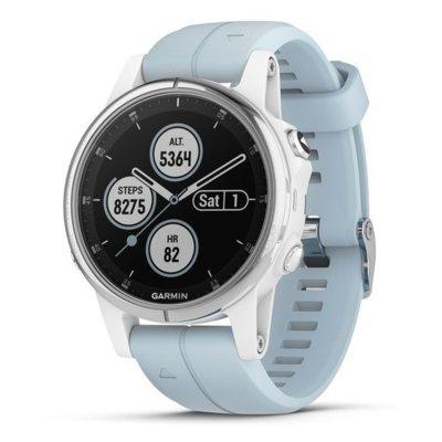 Produkt z outletu: Zegarek sportowy z GPS GARMIN Fenix 5S Plus 42mm Biały z niebieskim paskiem 010-01987-23