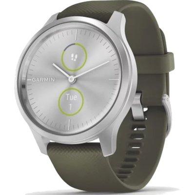 Produkt z outletu: Smartwatch GARMIN Vívomove Style 42 mm Srebrna aluminiowa koperta z ciemnozielonym silikonowym paskiem 010-02240-21