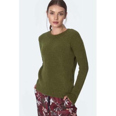 Gładki sweter z półkrągłym dekoltem - zielony
