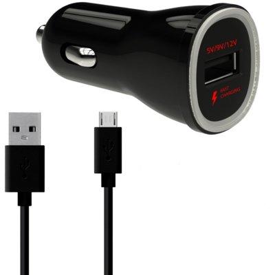 Ładowarka samochodowa WG Fast Charging USB 2,4A + kabel microUSB Czarny