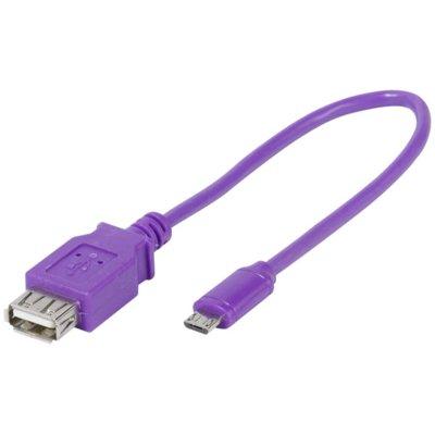 Adapter VIVANCO microUSB - USB 15cm Purpurowy
