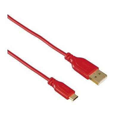 Kabel micro USB HAMA Flexi Slim 180 stopni Czerwony 0.75m