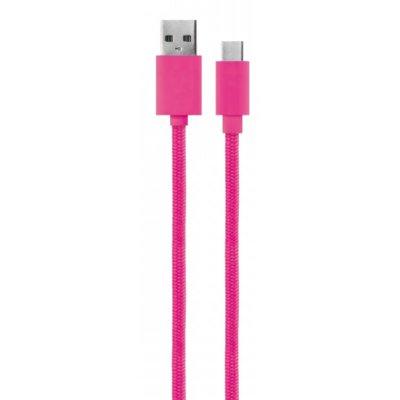kabel USB XQISIT 30122 Cotton Cable Type C 3.0 to USB A 180cm Różowy